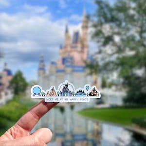 Meet Me at My Happy Place Sticker – Waterproof Vinyl Parks Sticker | Epcot and castle | Magical