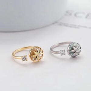 Sterling Silver Fidget Ring Adjustable, Spinner Ring for Women Anxiety, Worry Ring Spinner, Fidget Ring Gold and Silver, Soothing Ring