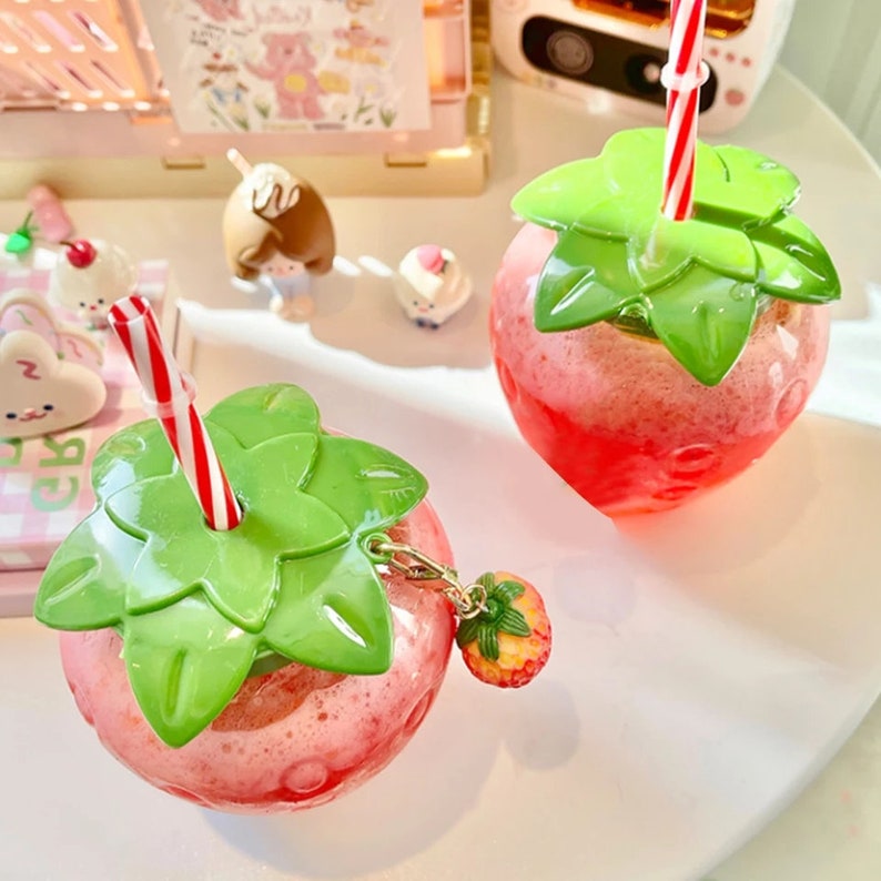 Strawberry Strawberry Cup Party Cup Straw Cup Strawberry Etsy