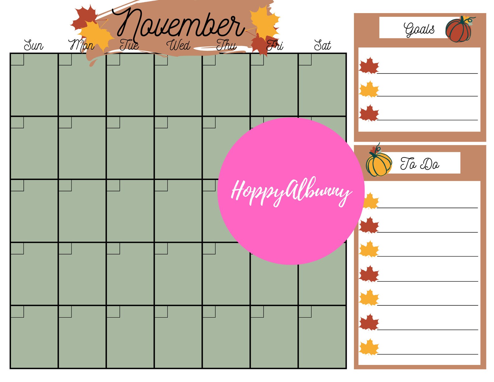 Printable Holiday Monthly Calendar Bundle, October/november/december