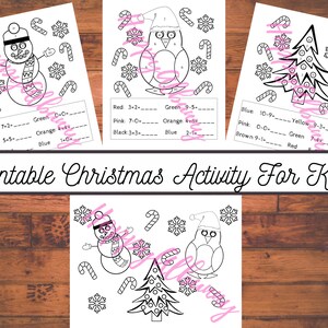 Christmas Printable Coloring Pages, Color by Number Printable, Math Practice for Kids, Christmas Printable Activity for Kids
