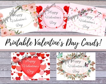 Tarjetas de San Valentín para imprimir, tarjeta de San Valentín con forma de corazón, regalo de San Valentín, descarga de tarjetas de San Valentín, tarjeta festiva para imprimir