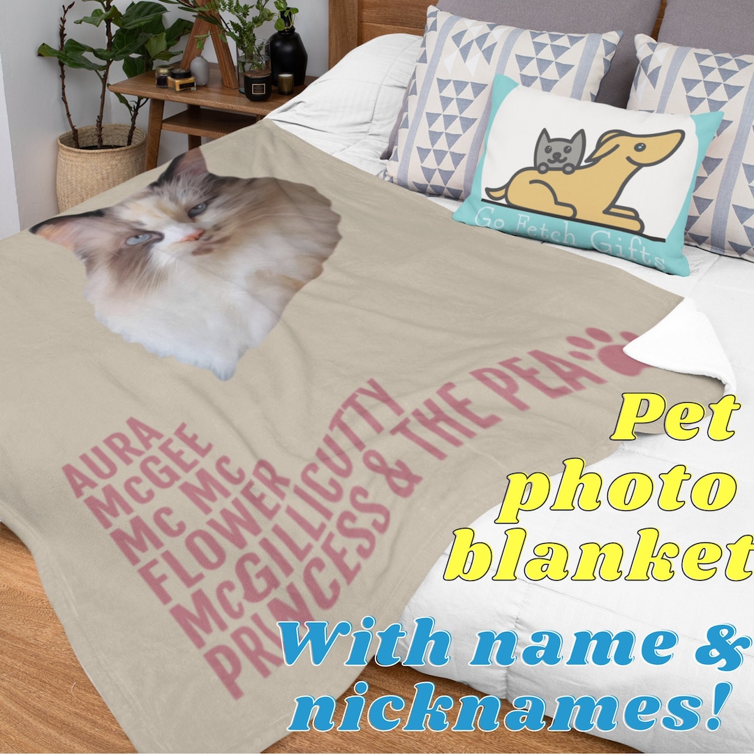 Customized Pet Blanket With Photo Names and Nicknames Cat Etsy