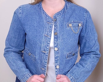 Y2K Plein Sud Denim Jacket Corset Hook & Eye Cropped Raver Style