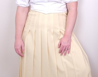 Vintage Willow Ridge Yellow Pleated Midi-Skirt / 12P