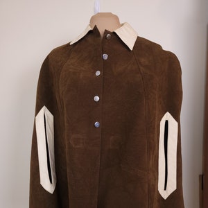 Vintage Jerold 1960s Brown Suede Cape with Collar image 1