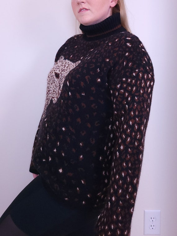 Vintage Basic Editions Leopard Turtleneck Sweater… - image 3