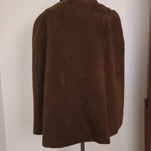Vintage Jerold 1960s Brown Suede Cape with Collar image 5