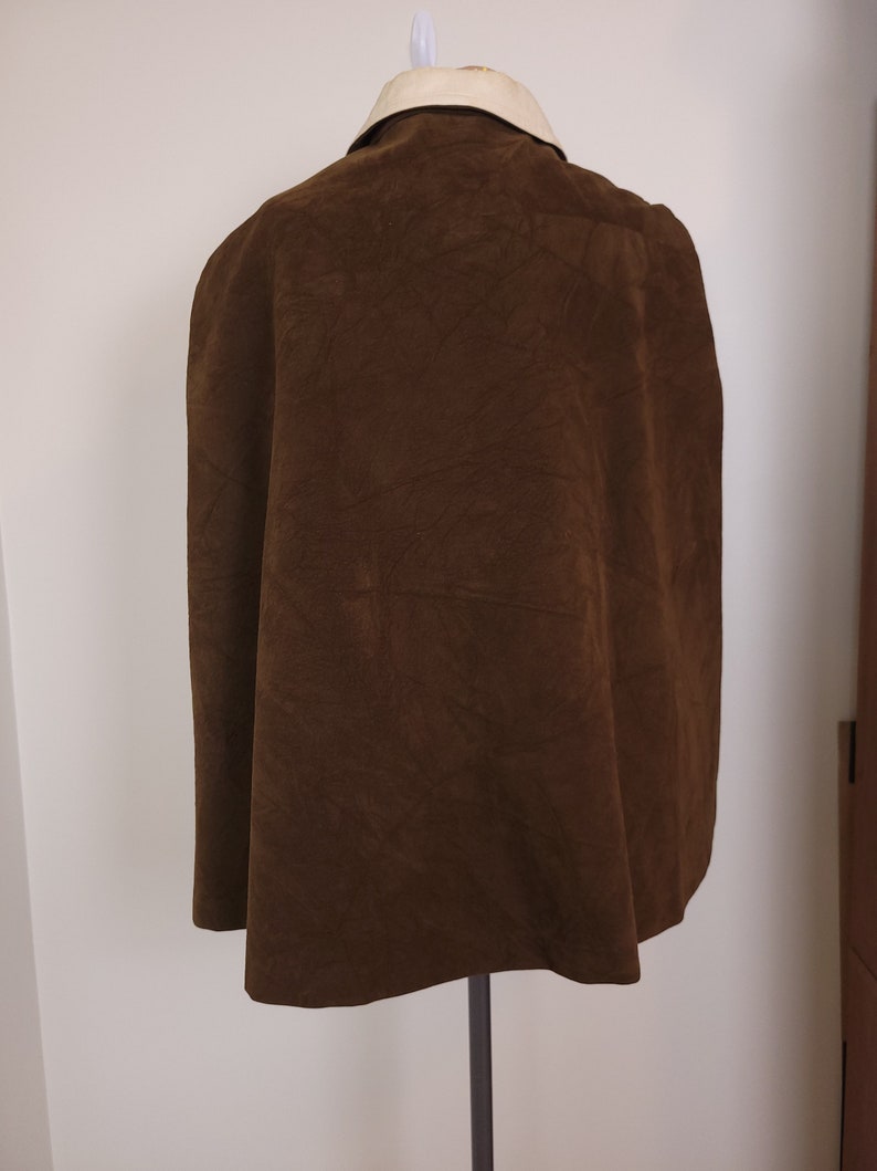 Vintage Jerold 1960s Brown Suede Cape with Collar image 5