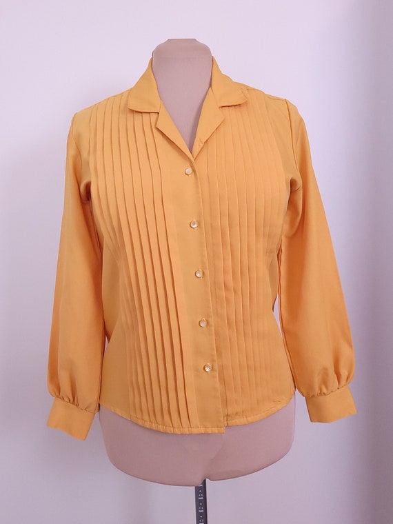 Vintage Laura Mae Mustard Yellow Button Up Blouse 