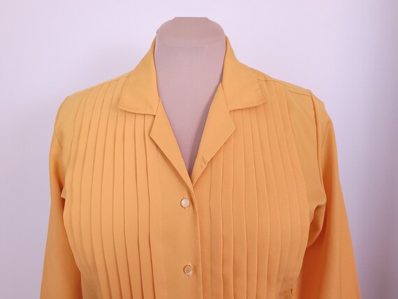 Vintage Laura Mae Mustard Yellow Button Up Blouse… - image 2