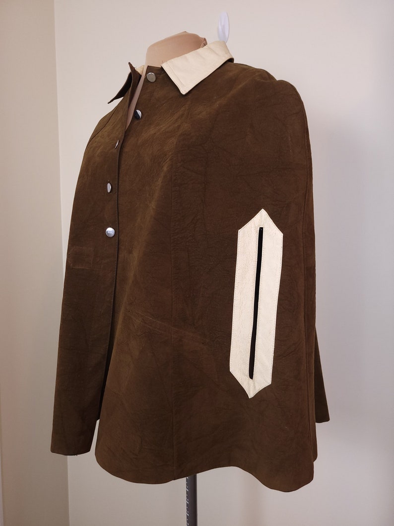 Vintage Jerold 1960s Brown Suede Cape with Collar image 7