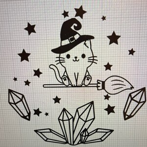 Crystal Witch Cat Car Window Decal  - Halloween  Spooky