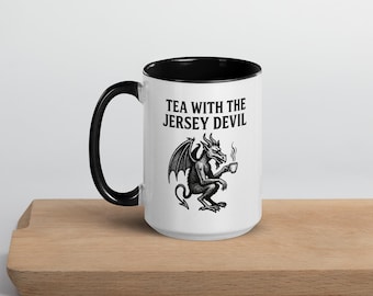 Tee mit dem Jersey Teufel Becher | 15 Unzen Keramikbecher | Lustiges Folklore Geschenk | Cryptid Merch