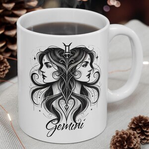 Personalized Gemini Mug: Zodiac Twin Symbol Ceramic Cup