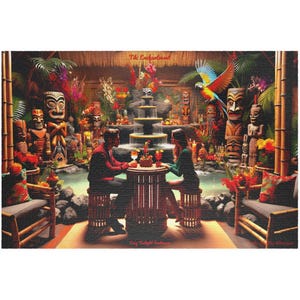 Twilight Tiki Bar Puzzle - Intimate Evening Jungle Room Scene, 110-1014-Piece Jigsaw for Tiki Enthusiasts, Tropical Lover Gift