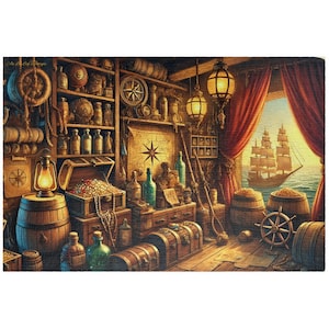 Puzzle de la salle au trésor des pirates, puzzle d'aventures nautiques, scène d'or et de cartes, 1014 pièces, cadeau pour les amateurs de pirates