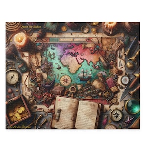 Rompecabezas con mapa del tesoro pirata: una intrincada búsqueda de la dama pirata, una experiencia de rompecabezas atractiva para adultos, un regalo único con temática pirata.