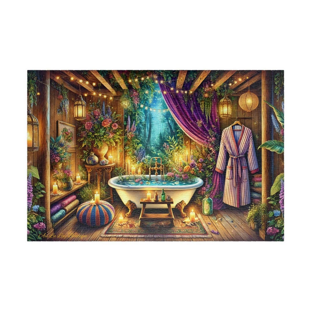 Spa Puzzled Enchanted Forest Spa Bath Puzzle: Candlelit Garden Jigsaw - Etsy