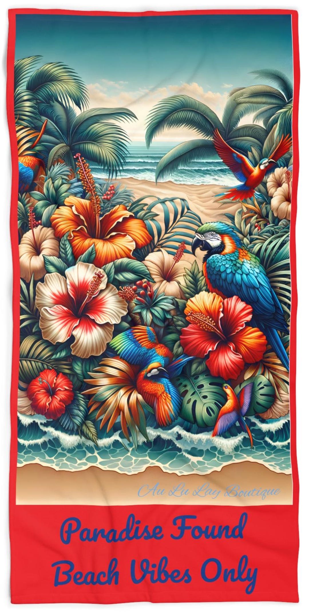 Round Beach Towel with Tropical Parrots main image 0