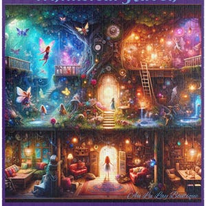 Fairy Treehouse Puzzle - Enchanted Forest Scene With Magical Fairies ...