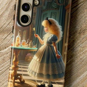 Alice Phone Cover - &quot;Alice&#39;s Enchanted Key&quot; Tough Case, Magical Adventure Scene, Whimsical Gift
