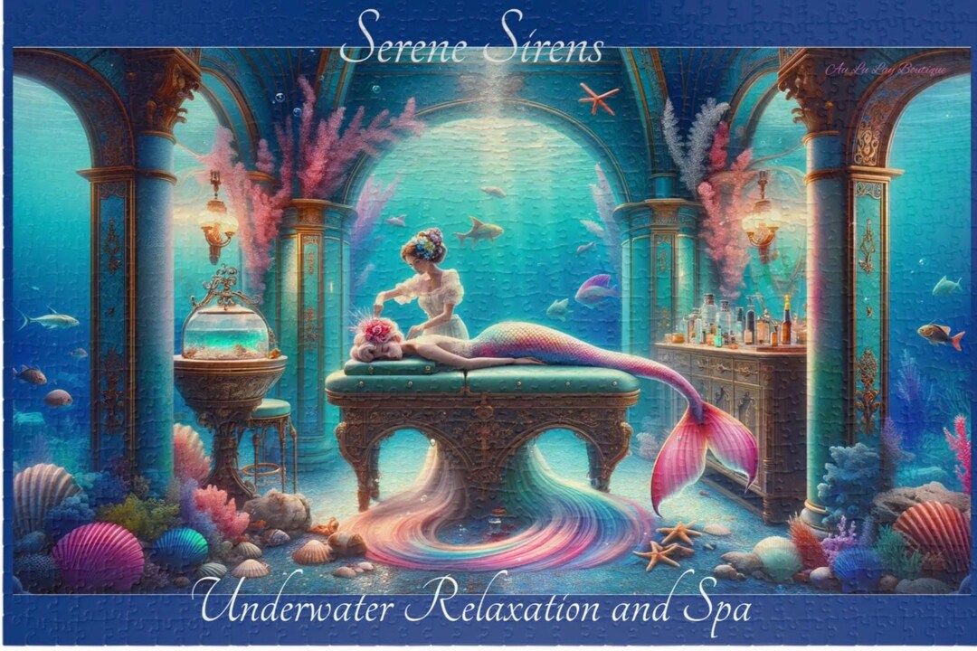 Mermaid Spa Puzzle serene Sirens Relaxation Scene, Tranquil Underwater