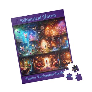 Fairy Treehouse Puzzle - Enchanted Forest Scene With Magical Fairies ...