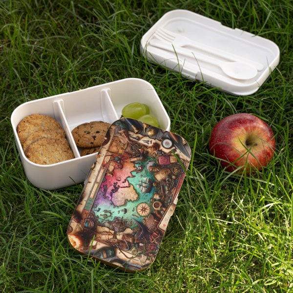 Pirate's Treasure Map Lunch Box, Adventure Collection Bento Box, Kids Lunch Container, School Lunch Kit, Nautical Theme