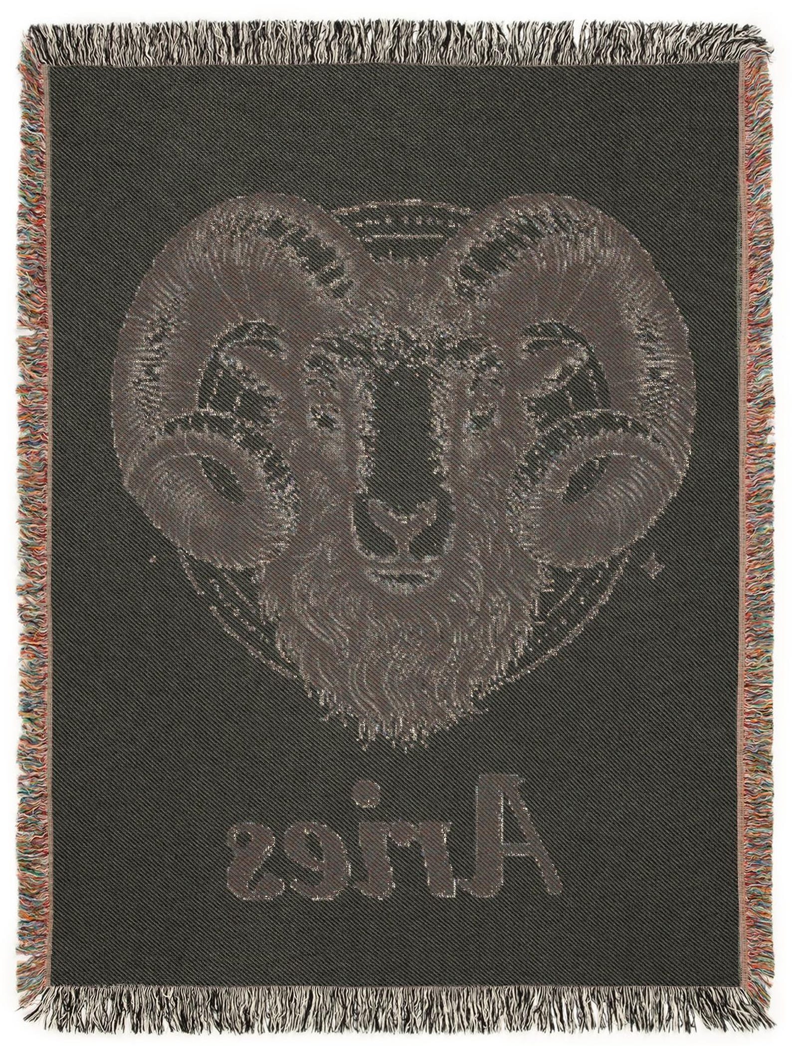 Aries Zodiac Pillow – Maximalist Ram Embroidery Art