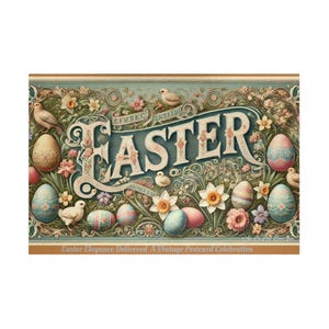 Puzzle di cartoline di Pasqua d'epoca, scena di uova floreali ornate, puzzle nostalgico delle feste, puzzle di Pasqua retrò, idea regalo per le celebrazioni pasquali