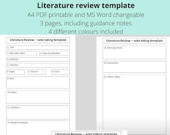 Vorlage Literaturübersicht (Recherche / Studium / Dissertation / Abschlussarbeit / Hausarbeit / Schule / Universität)
