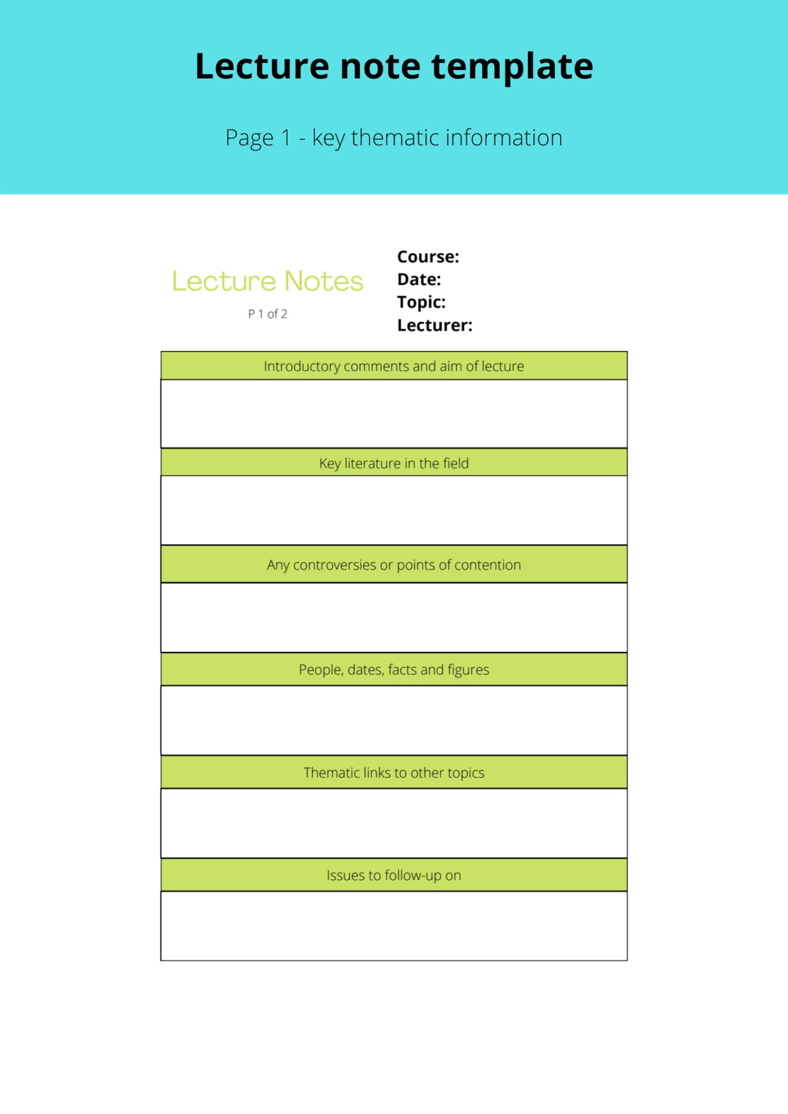 Lecture Notes Template (university / College / School / Study) - Etsy