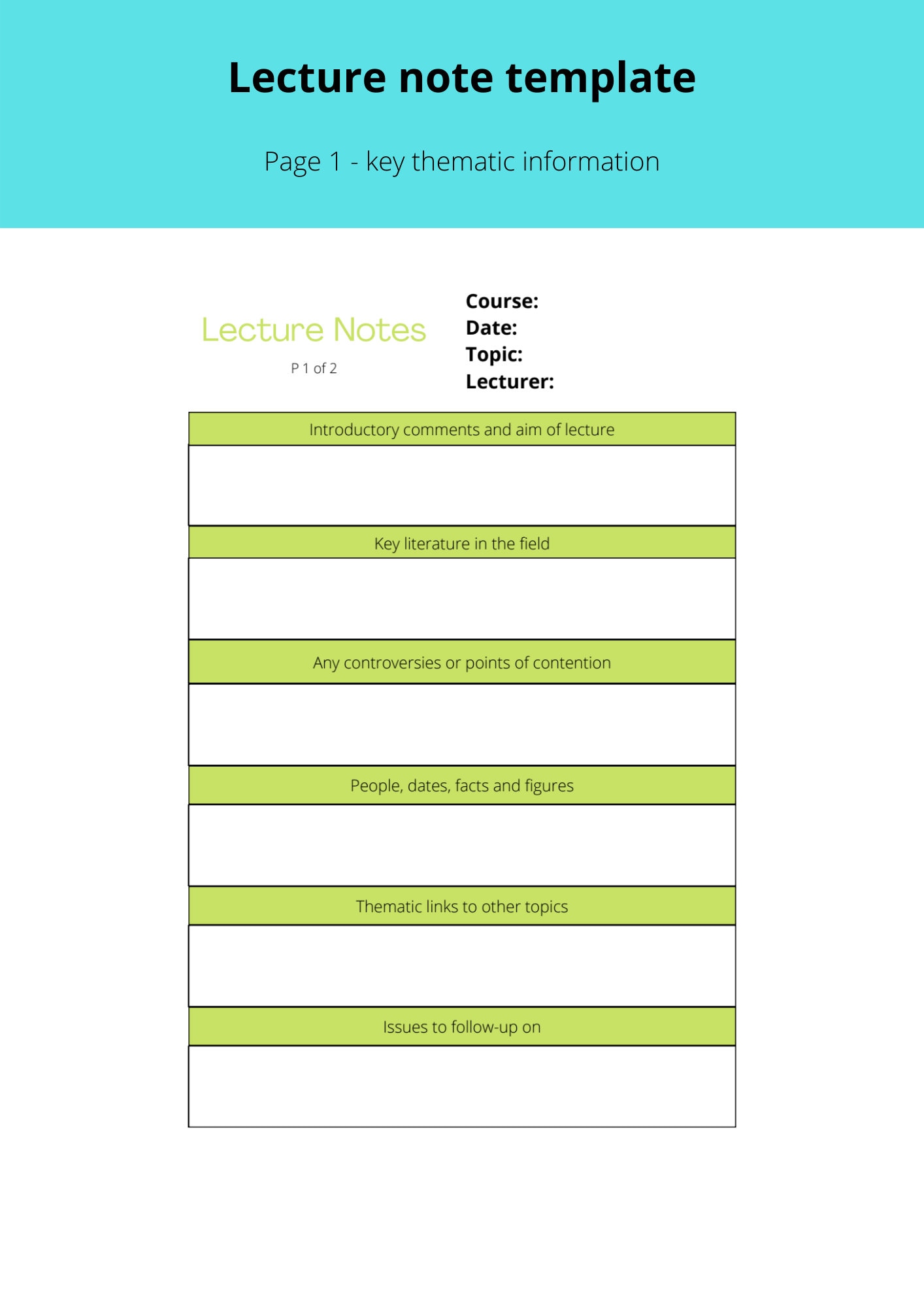 Lecture Notes Template (university / College / School / Study) - Etsy