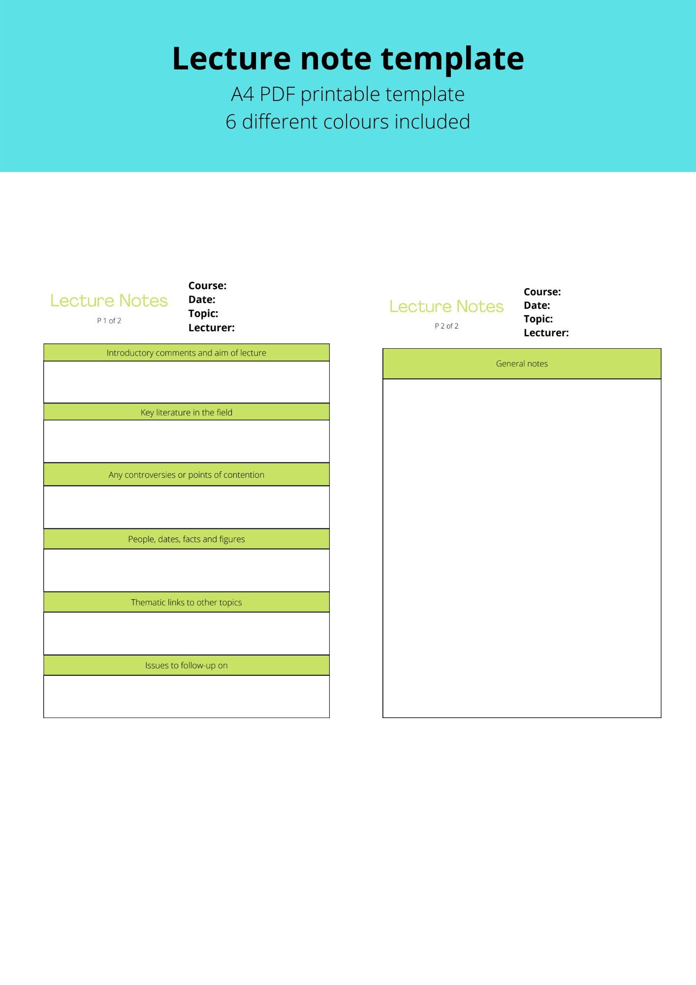 Lecture Notes Template (university / College / School / Study) - Etsy