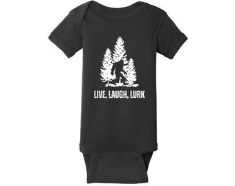 Bigfoot Live, Laugh, Lurk Infant Baby Rib Bodysuit