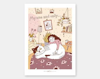 A4-Print „My one and only“ – Poster, Illustration, Katzenliebe