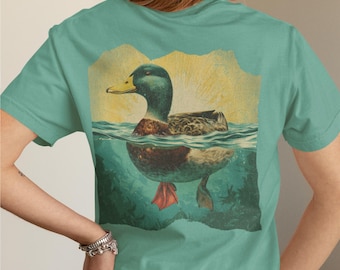 Comfort Colors Mallard Duck Shirt Back Design Graphic Tshirt Long Sleeve Tee