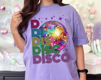DISCO Ball Colorful 90s Retro Funky Tee, Nostalgic Party Club Tshirt, Fun 70s Dancing Queen Top, Womens Mens Kids Unisex T shirt