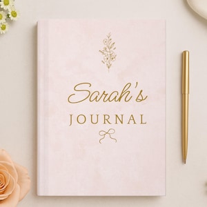 Personalized Journal Gift for Women Custom Name Hardcover Notebook Cute Pink Diary Birthday Gift for Her Feminine Writing Notebook