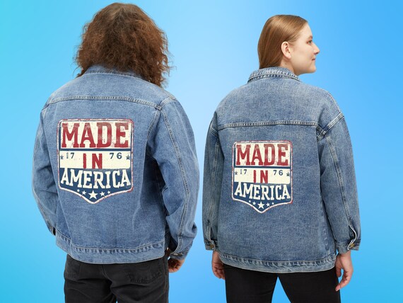 Veste en jean patriotique au look vintage made in America pour homme et femme drapeau americain classique unisexe fete de l independance de 1776 coupe confortable Etsy France
