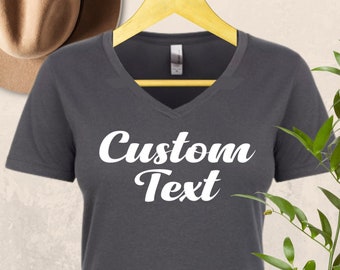 Camiseta personalizada con cuello en V, camiseta personalizada, regalos personalizados, regalo para ella, camiseta personalizable, camiseta personalizada, camiseta personalizada, camiseta de mujer