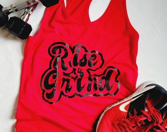 Women's Rise & Grind tank top | Ladies Racerback tank top, workout tank top, workout shirt, gym tank, crossfit tank for early risers