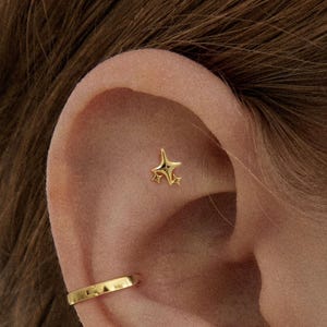 Sparkle Star Stud Earring • 925 Sterling Silver • Small Stud Earring • Tiny dainty earring • Tiny gold stud • Cartilage Earring