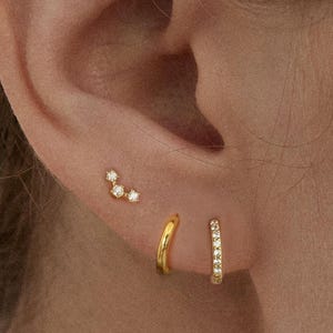 Three Stud Earrings • 925 Sterling Silver • Tiny dainty earrings • Tiny gold studs • Cartilage Earrings