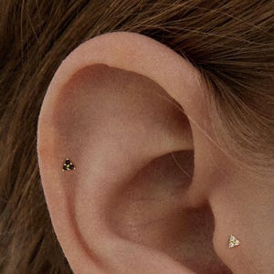 Tiny Triangle Stud Earrings • White Cz Earrings • Tiny dainty earrings • Tiny gold studs • Black Stone Stud • Turquoise Stud