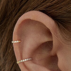 Cz cartilage hoop • Cz Huggie Hoop Earrings • 925 Sterling Silver • Huggie Hoop Earrings • hoop earrings • helix hoop