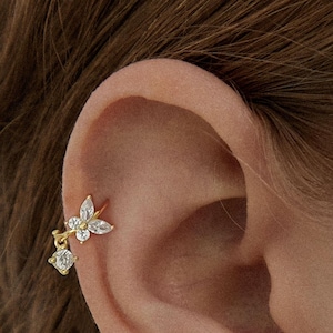 Créoles papillon • Argent sterling 925 • Boucles d'oreilles Huggie • créoles en cartilage • créoles • créoles hélicoïdales