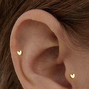 Tiny Heart Stud Earrings • 925 Sterling Silver • Tiny dainty earrings • Tiny gold studs • Cartilage Earrings