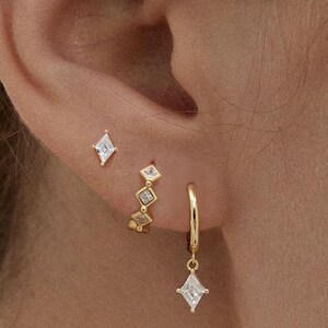 Dangle Huggie Hoop • 925 Sterling Silver • Huggie Hoop Earrings • cartilage hoop • hoop earrings • helix hoop
